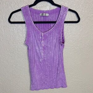 Zenana Outfitters Lavender Ribbed Tank with Button Trim